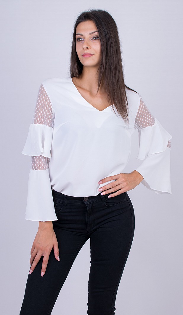 Women's Blouse White with Long Sleeves B 20322 / 2020