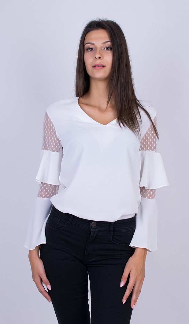 Women's Blouse White with Long Sleeves B 20322 / 2020