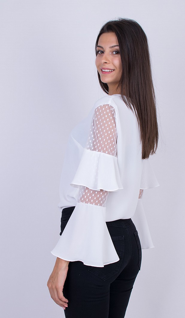 Women's Blouse White with Long Sleeves B 20322 / 2020