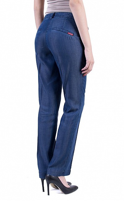 Летен дамски дънков панталон с ръб N 17159